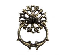 Relaxdays Türklopfer antik, Anschlagring für Haustür, Landhausstil, Gusseisen, HxBxT: 13 x 9,5 x 2 cm, schwarz/bronze, 1 Stück