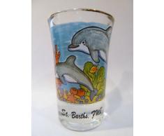 St. Barth s Delfine W/Gold Rim Shot Glas
