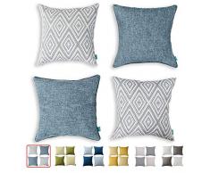 HPUK Set mit 4 dekorativen Kissenbezügen, geometrisches Design, Kissenbezüge für Couch, Sofa, Bett, Auto, 43,2 x 43,2 cm 17×17 blau