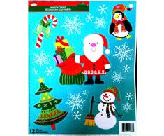 Weihnachten Deko Fenster klammert Sich an Wiederverwendbare Sticker Sparkly Santa with Presents Penguin Snowman Candy Cane