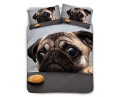 BIGCARJOB 3-teiliges Bettwäsche-Set mit Reißverschluss, hypollergene Bettwäsche, Tier-Mops-Druck, Überzüge mit Kissenbezug für Kinder Viktorianisch Queen-(88x88inches/black Lining) Pug-2