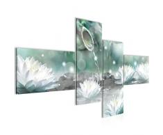 Bilder Feng Shui Buddha Wandbild 150 x 60 cm Vlies - Leinwand Bild XXL Format Wandbilder Wohnzimmer Wohnung Deko Kunstdrucke Türkis 4 Teilig - MADE IN GERMANY - Fertig zum Aufhängen 018245b