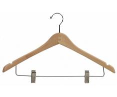 The Great American Hanger Company Kleiderbügel aus Holz, mit verstellbaren Kissen-Clips, 43,2 cm, mit natürlichem Finish und verchromtem Drehhaken und Kerben, für Hemd, Jacken oder Kleid, 100 Stück