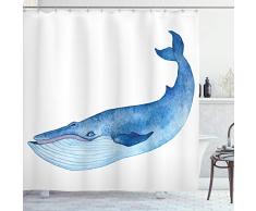 Wal Decor Vorhang für die Dusche von ambesonne, Little Tiny Colored Wale in Zeile und in Cartoon Style perfekt für Kinder Raum, Stoff Bad Decor Set mit Haken, Multi Colored, Textil, Multi 11, 69W x 84L