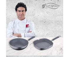 San Ignacio MasterPro Grill 28 x 28 und Wok 28, Grau, Induktion, Aluminium geschmiedet
