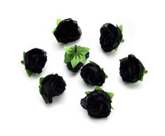 Künstliche Blumenköpfe in Großhandel zum Basteln, Kunstseide, Pfingstrose, Blumenköpfe für Hochzeit, Party, Dekoration, DIY Braut, Bouquet, billige Mini-Blume, 4 cm, 30 Stück Schwarz