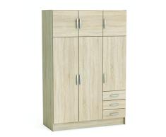 demeyere Schrank Tueren 3 Schubkaesten Magnum, Sonoma eicche-saegerau/Weiss, Holz, Brushed Oak/White Pearl, 48.5x134.4x56.5 cm