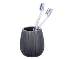 Wenko 23317100 Cantaloup Anthrazit Zahnputzbecher-/ Zahnbürstenhalter, für Zahnbürste und Zahnpasta, 9 x 10 x 9 cm, Anthrazit