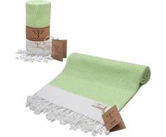 Smyrna Original türkisches Strandtuch aus 100% Baumwolle, vorgewaschen, 39 x 180 cm, Pestemal und Türkisches Badetuch für SPA, Strand, Pool, Fitnessstudio und Badezimmer grün