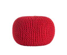 SARO LIFESTYLE Sitzhocker aus Baumwolle, gedrehtes Seil 20 x 14 rot