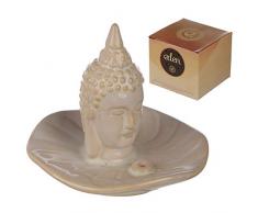 Eden Räucherstäbchen Buddha und Blatt, Keramik, Multi, Height 9cm Width Depth 10cm