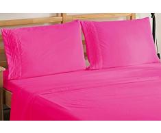 Eleganten Komfort Bettset 4 Bogen Set. Luxus Weiche 1500 Fadenzahl Ägyptische Qualität Falten & farbbeständige mit tief Tasche, 22 Farben erhältlich, Twin, Full, Queen, King, California King, Mikrofaser, hot pink, Volle Größe