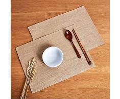 Sarvam Fashion Jute Jute-Platzdeckchen, einfarbig, 33 x 48 cm, für Esstisch, Mitteltisch, Vintage-Look, Rüschen und Rüschen, leicht, hitzebeständig Natürliche Jute