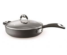 Bialetti 0F7T6028 Duratek Pfanne Extra Fondue (mit 2 Griffen) + Deckel, 28 cm, induktionsgeeignet, Aluminium