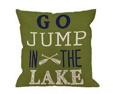 hgod Designs Überwurf Kissen Fall Go Jump In The Lake Baumwolle Leinen Quadratisch Kissenbezug Standard Kissenbezug für Männer Frauen Kinder Home Dekorative Sofa Sessel Schlafzimmer Wohnzimmer 45,7 x 45,7 cm