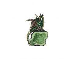 GSC 71807 Dekofigur Drache mit Kristall, 14 cm, Grün