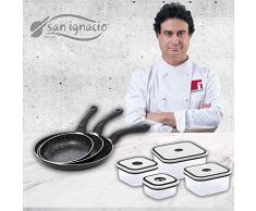 San Ignacio Black&Marble Set mit 3 Pfannen + 4 Frischhaltedosen
