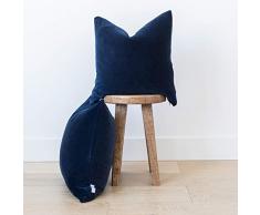 Woven Nook Dekorative Samt-Kissenbezüge für Couch, Sofa oder Bett, gewebt, 45,7 x 45,7 cm und 55,9 x 55,9 cm, modernes Design, Samt 18 x 18 Navy
