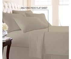 Trend Bedding Mart Bettlaken / Bettlaken mit weicher Haptik, 100 % ägyptische Baumwolle, perfekte Passform für Übergröße und extra Höhe, Fadenzahl 600, 1 Stück King Taupe