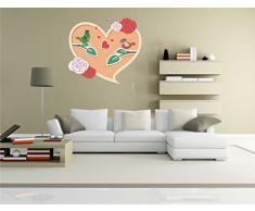 Indigos KAR-Wall-lovely017-70 Wandtattoo lovely017 - SÃ¼Ãe Herzen - Vogel mit Einem Blatt - Wandaufkleber 70 x 68 cm