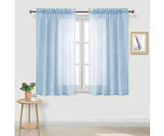 DWCN Sheer Gardinen Leinenoptik Stange Pocket Wohnzimmer Vorhänge Set 2 Stück Fenstervorhänge 52 x 54 inch himmelblau