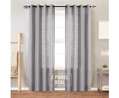 Lazzzy Vorhang aus Jute, Leinen, strukturiert, 1 Paar Casual W52 x L63 grau