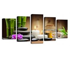 ardemy Leinwand Art Malerei Natur Gelb Forest Leaves Wasserfall Rustikal Querformat 5 Stück/Set, HD Große Größen Rustikal Bild Prints Galerie verpackt für Wohnzimmer Schlafzimmer Home und Büro Wand Decor Chinesisch 10x16inx2pcs+10x20inx2pcs+10x24in