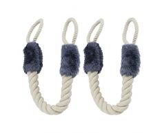 Relaxdays Türkordel Klemmschutz, 2er Set, Türstopper Klinke, Baby Türsicherung, weich, Baumwolle, 57 cm, beige/blaugrau