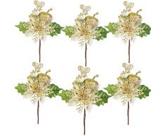 Artiflr 12 rote Beeren und Tannenzapfen Weihnachts-Picks mit Stechpalmenzweigen für Urlaubsdekorationen, tolle Ergänzung zu jeder Weihnachtsdekoration, zum Basteln, Kranz, Girlande oder Baum White Picks