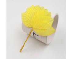 Leaf Künstliche Blumen, 5 cm, Nylon, Seide, grüne Blätter, für Hochzeit, Dekoration, DIY Kranz, Geschenk, Scrapbooking, Basteln, Kunstblumen gelb