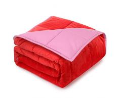 Nestl Bedding Wendedecke aus Plüsch, Mikrofaser/Baumwolle, Kinderdecke, 3-teilig 5LB 36x48 Kirschrot/Hellrosa