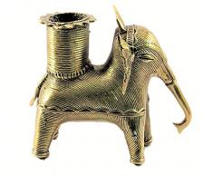 OmSai ES Handgefertigt Dhokra Metal Art Elefant Figur mit Kerze mit Ständer | Simple und Dekorative | Home | Schreibtisch Decor