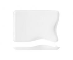 HOTELWARE Konturierte Servierplatte, rechteckig, Keramik, weiß, 30,5 x 21 cm