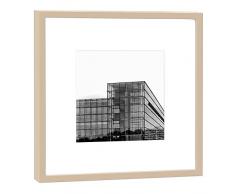 COGNOSCO - Fotografie im Holzrahmen: Gläserne Manufaktur Volkswagen Dresden - Fotodruck - Format 27 x 27 cm - Rahmenfarbe beige - Hochwertiges Wandbild, Geschenkidee oder Souvenir aus Dresden