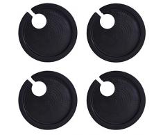 Old Dutch 5470MB Hammered Matte Black Wine Glass Holder, Set of 4 Buffet Plates, 9.75,