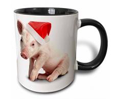 3dRose Weihnachten Pig-Two Ton Schwarz Tasse, Keramik, Mehrfarbig, 10,2 x 7,62 x 9,52 cm