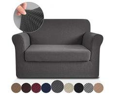 RHF 2 separate Stücke Loveseat Bezug, Schonbezüge für Couches und Loveseats mit separatem Kissenbezug, Jacquard High Stretch Loveseat Slipcover (Loveseat: Dunkelgrau) Loveseat dunkelgrau