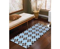 The Home Talk Bettläufer, Bedruckt, Baumwolle, 50 x 100 cm, ideal für Schlafzimmer, Durchgang Marokkanisch 20x40 INCH blau