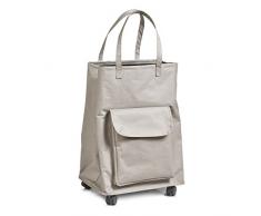 Zeller 14270 Wäschesammler mit Rollen, Polyester, Stoff, beige, 40 x 33 x 60 cm