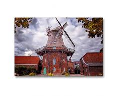 Premium Textil-Leinwand 90 x 60 cm Quer-Format Windmühle in Jever, Friesland | Wandbild, HD-Bild auf Keilrahmen, Fertigbild auf hochwertigem Vlies, Leinwanddruck von Peter Roder