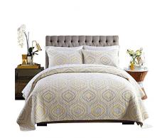 hnnsi 3 Stück Floral Print Quilt Tröster Set Queen Size, Blumen Patchwork Baumwolle Tagesdecke (bequem und weich & # xff09;, 100 % Baumwolle / Polyester, blumenmuster, Queen