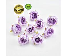 fake flowers heads Kunstblumen mit Pfingstrosenkopf, Seidenblumen, Hochzeit, Heimdekoration, DIY Kranz, Geschenkbox, Blume, 15 Stück, 5 cm violett