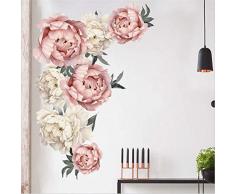 Wandaufkleber mit Pfingstrosenmotiv, PVC, abnehmbar Blumenmuster Pfingstrose