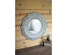 Kalalou Wandspiegel, Blumenmotiv, gepresstes Metall, Einheitsgröße, Grau