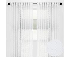 Chanasya Stickerei Design Weiche Texturierte Sheer Vorhang Paneele für Wohnzimmer Schlafzimmer Küche Fenster Terrasse Büro halbdurchscheinend Fenster Behandlung Vorhänge für Home Dekoration (Set von 2 Paneelen) Casual W52xH84 Inches weiß