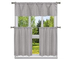 Duck River Textile Küchen-Vorhang und-Etagen, gestreift, grau, 29x36