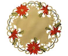 SAINTY h7795- (008) Weihnachtsstern rot rund Spitzendeckchen, cremefarben, 30,5 cm