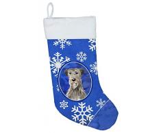 Carolines Treasures Weihnachtsstrümpfe, Motiv Irischer Wolfshund, Schneeflocken, Mehrfarbig
