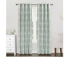 Sun Zero Caroline Verdunkelungsvorhang, gewebter Damast, 132,2 x 160 cm, Aquamarin 52 x 95 Aqua