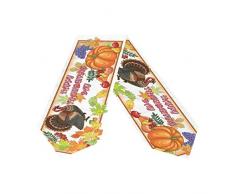 Dallonan Rechteckige Küche Tischdeko Weihnachten Zwerg Tischläufer Dekoration für Party Polyester waschbar Küche Tischdeko Mehrfarbig M 13x70 IN Thanksgiving Day Turkey